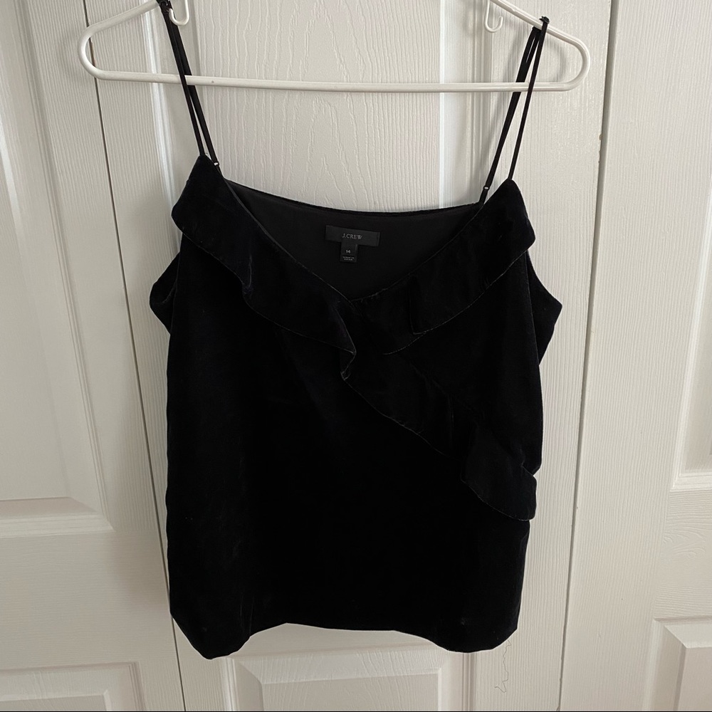J. Crew Velvet ruffle tank